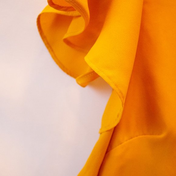 Mustard Yellow/Gold Short Sleeve Blouse - Picture 3 of 7